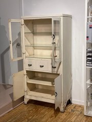 Vintage 1930s Antique Medical Cabinet – Locking Glass Doors, Lighted Interior