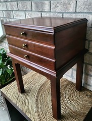 Antique Style Ethan Allen Flip Top Sewing Cabinet Silverware Chest Mahogany