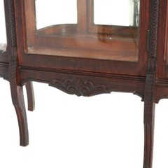 Antique RJ Horner Diminutive Oak Vitrine with Foliate Elements C1910