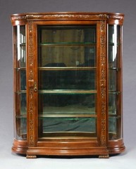 Antique Mahogany Serpentine China Cabinet – Horner Style, 1890s #22462