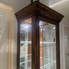 Vintage Real Authentic Wood Cabinet With Sturdy Glass Shelves