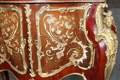 Signed J.Groschkus Abalone & Mother of Pearl Figural Bronze Bowed Glass Vitrine