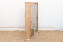 Antique Bleached Whitewash Slim Glass Cabinet