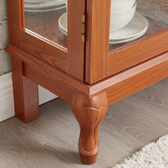 2 Door Curio Cabinet with Tempered Glass and Mirror, Lighted Display