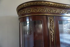 French Louis XVI Style Mahogany and Inlaid Vitrine with Gilt Bronze