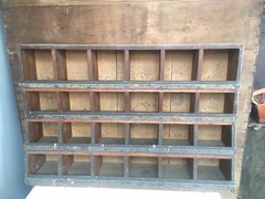 Antique Wood Primitive Cubby Cabinet General Store Rare
