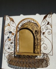 ART NOUVEAU DISPLAY CABINET NICHE WALL ART WROUGHT IRON RARE 1900 HOUSE ALTAR
