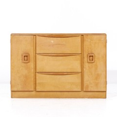 Heywood Wakefield Mid Century Maple Wheat Credenza and Hutch