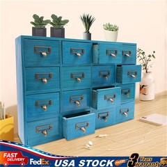 16 Drawers Apothecary Cabinet Library Card Catalog Cabinet Tabletop Vintage Apot