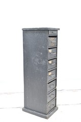 Vintage Primitive Black Wood Apothecary Spice 8 Drawer Wall/Counter Cabinet
