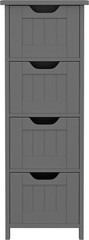 Slim Wood Bathroom Sideboard 4 Drawers Gray Narrow Storage Cabinet Toilet Paper