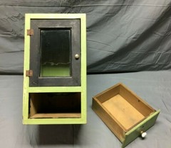 VTG Old Wood Surface Mount Cabinet Shabby Green Country Cottage Chic 732-25B