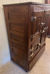 Antique Oak & Ash 3-Door Porcelain lined Ice Box
