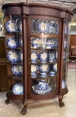 Exceptional American Antique Quartersawn Oak China Curio Cabinet Bookcase 1880