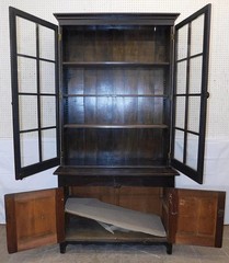 Antique Two Piece Painted Pine Step Back Cupboard