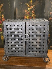 Antique wrought Iron Pie Safe table top Cabinet Pantry Rustic Farmhouse