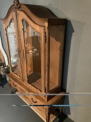 French Country Style Vintage Oak China Display Cabinet