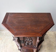 Vintage French Gothic Revival Cabinet/Console/Sideboard, Highly Carved Oak Wood
