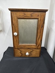 Antique Medicine Apothecary Cabinet Tiger Oak Wood Punched Tin Pineapple 🍍