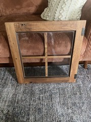 Architectural Salvage Antique Cabinet Door Window Textured Glass Distressed Wood