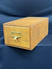 WAGEMAKER OAK WOOD FILE RECIPE LIBRARY CATALOG CABINET INDEX CARD BOX CIRCA 1910