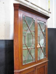 19th Century American Federal Mahogany Corner Cabinet; Chippendale Style Doors