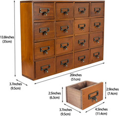 16-Drawer Vintage Apothecary Cabinet – Wooden Organizer for Herbs & More