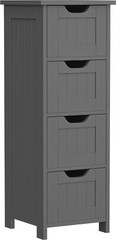 Bathroom Floor Cabinet Wooden Side Storage Organizer 4 Drawer Freestanding Gray