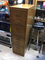 Rare Antique Macey Tiger Oak Metal Four Drawers File Cabinet Metal Body !