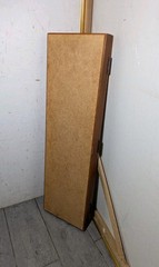 Vintage Rustic Solid Wood Skinny Display Curio Cabinet Memo Cork Board & Doors