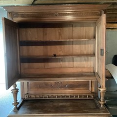 Antique Country French Carved Walnut Cupboard, 19th Century