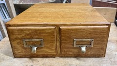 Vintage Wood Card Catalog 2 Drawer Tiger Oak Library File Cabinet
