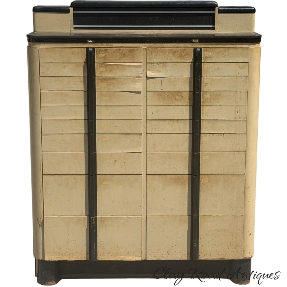 Vintage art deco dental medical collectors cabinet 18 drawers industrial 1940