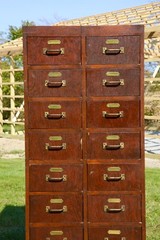 Vintage Library card catalog wood Apothecary Drawer file cabinet Antique NICE
