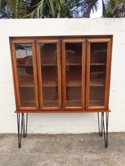 Mid Century Modern Display China Cabinet with Hairpin Legs 6240