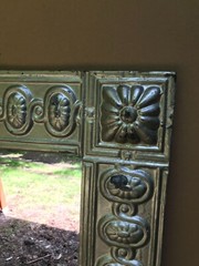 Decorative Medallion Tin Ceiling 36″ x 47″ Silver Metal Wall Mirror Old 1052-23B
