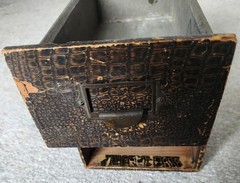 Vintage Mock Faux Crocodile Wooden Stationary Drawer Filing Desk Top