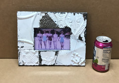 VTG Shabby White Photo 4×6 Patchwork Tin Ceiling Picture Frame Chic Old 673-26B