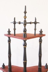 Antique Napoleon III French Corner Shelf 1850 1870 3 Shelves Black Wood