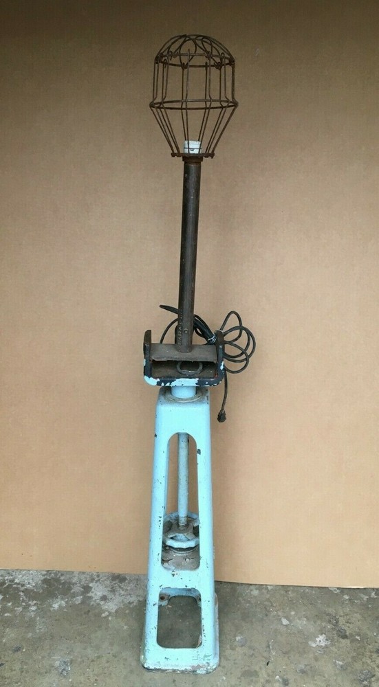 VTG Steampunk Industrial House Shop Garage Jack Floor Lamp Old Blue 349-26B