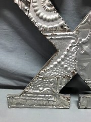 Decorative Salvage Tin Ceiling 16″ Patchwork Silver Metal VTG Letter X 223-25B