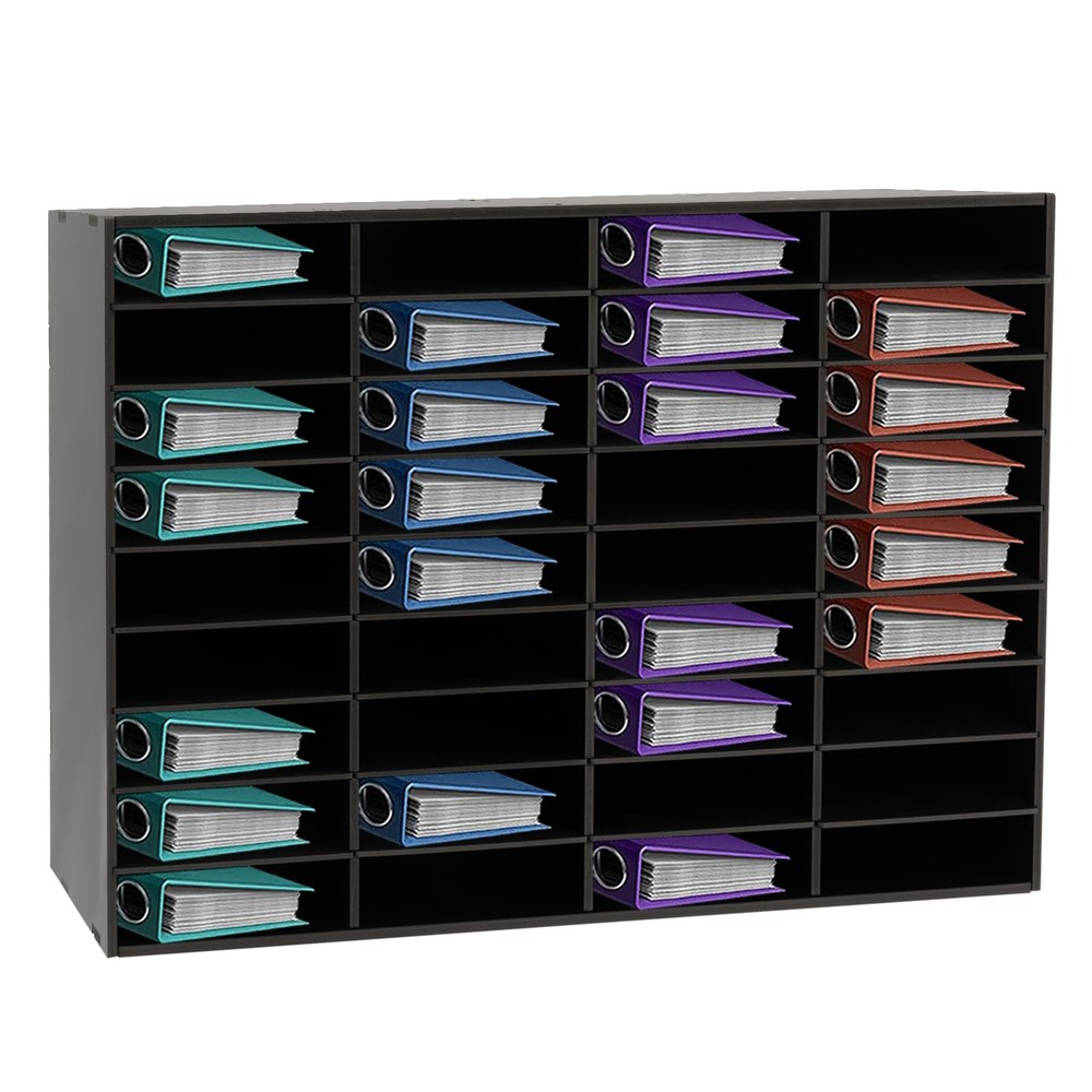 Black 36 Slots Desktop File Sorter Literature Organizer Paper Storage Cabinet