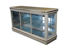 Hollywood Regency Off White Illuminated Display Cabinet Console Showcase Curio