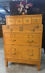 Antique American Quarter-Sawn Oak Stacking Flat File Drawer File Cabinet 1915