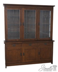 73244: STICKLEY Mission Oak Leaded Glass China Cabinet