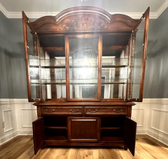 Antique China Cabinet China Closet with light 2-piece