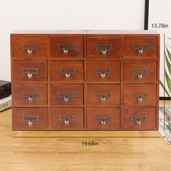 16 Drawers Vintage Tabletop Library Card Catalog Cabinet Apothecary Storage Box