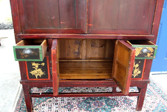 Chinese Antique 4 Drawer 4 Door Armoire / Cabinet