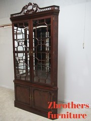 Henkel Harris Flame Mahogany Corner Cabinet Breakfront Hutch