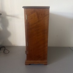 Vintage Large Wood And Glass Door Jewelry Cabinet